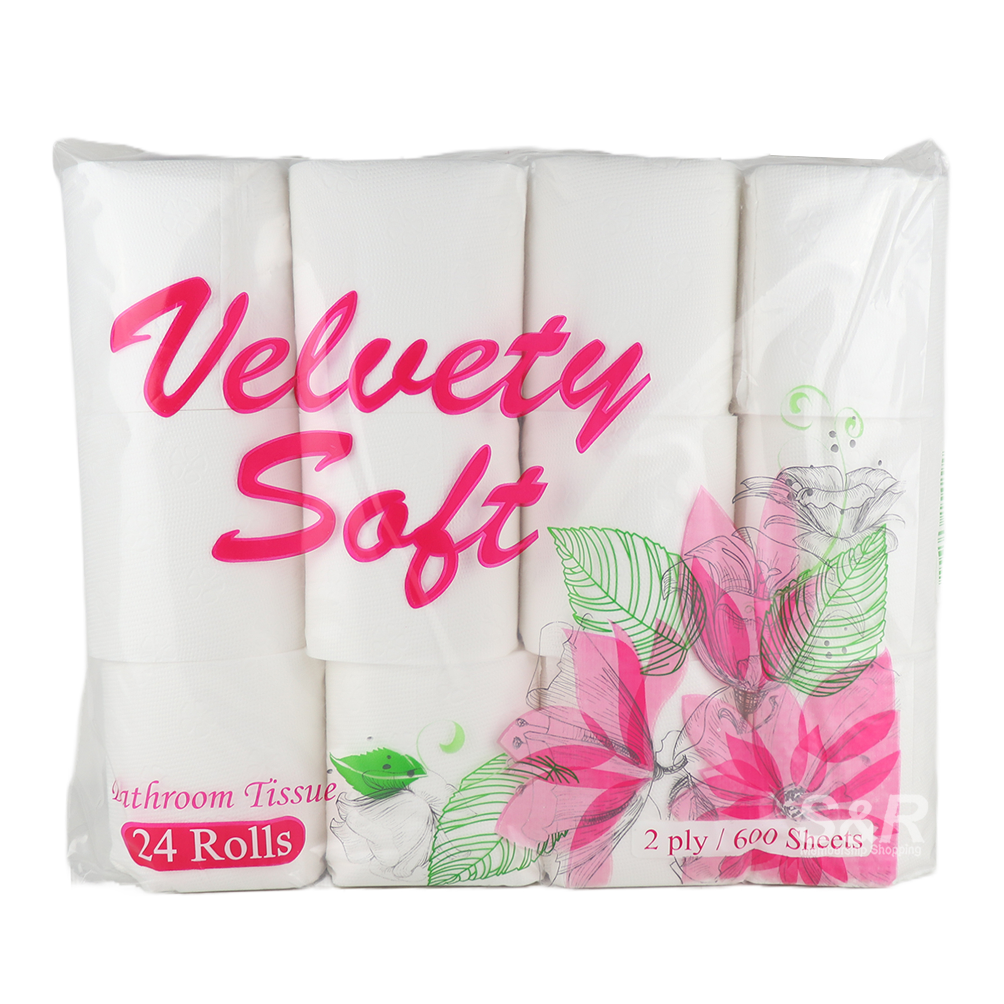 Velvety Soft Bathroom Tissue 2ply/600 Sheets x 24 Rolls